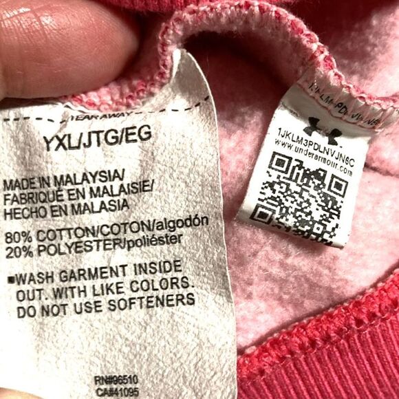 UNDER ARMOUR Rival Fleece Pink Cheetah Leopard Print Hoodie Youth XL - Picture 11 of 12